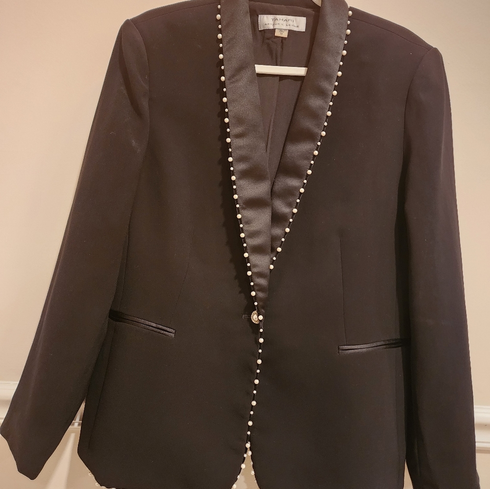 Tahari Black Blazer with pearls - Like New